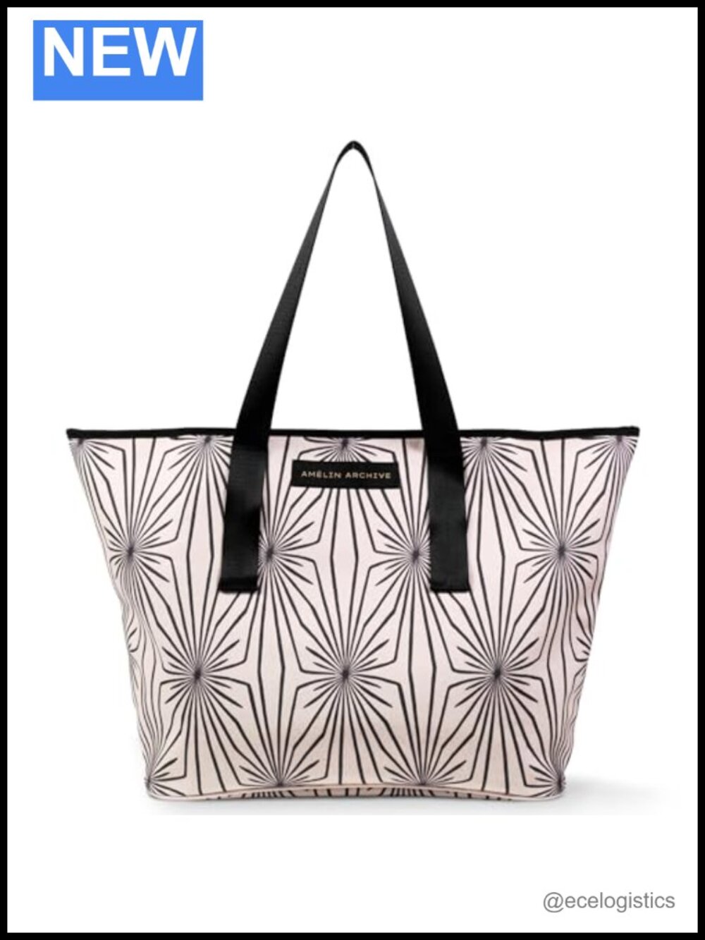 Double-Sided Coated Canvas Tote with Nylon Handles and Pockets